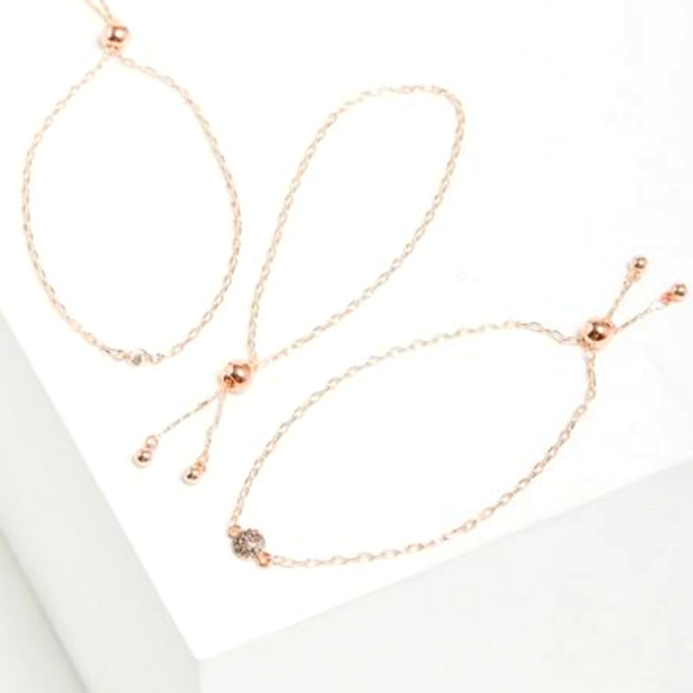 Torrid Pave Bezel Pull Clasp Set of 3 Bracelets Rose Gold Tone Jewelry